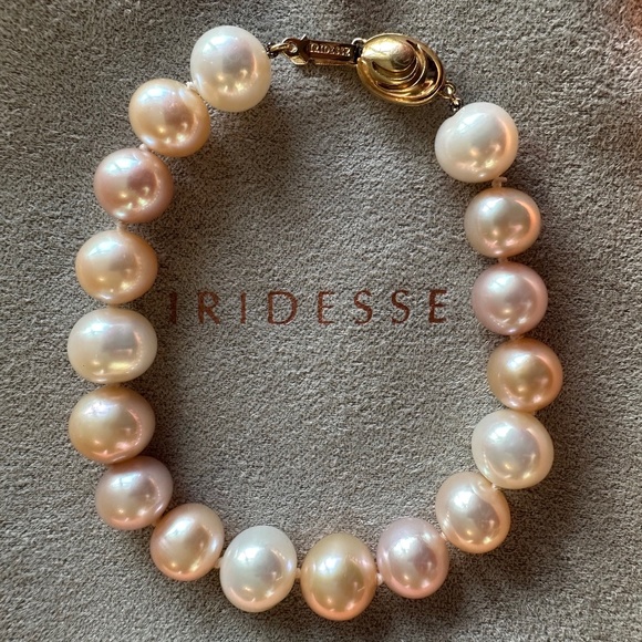 Designer Tiffany & Co. IRIDESSE Large Multi/ White Pink 18K Yellow Gold Bracelet - Picture 2 of 13